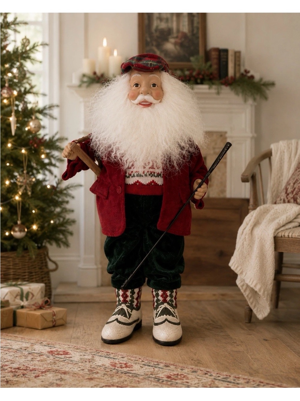 Vintage Department 56 Golfing Santa Figurine 18” Christmas Decor Golfer Gift